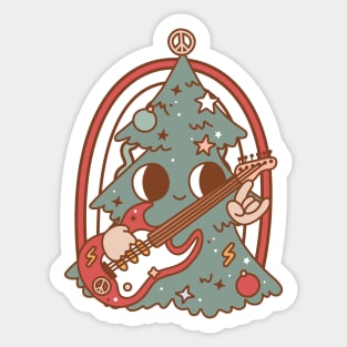 Groovy Christmas Tree With Guitar Sticker